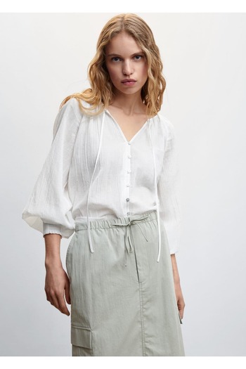 MANGO Woman Buttoned Woven Blouse