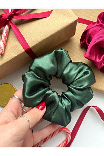 Donna Liberta Women's Set of 2 Satin Hair Rubber Clips, New Year's Special Christmas Hair Clip, Christmas Scrunchie