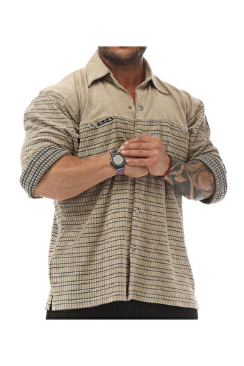 Big Sam Brown Towel Fabric Forestry Shirt with Snap Fasteners 5030