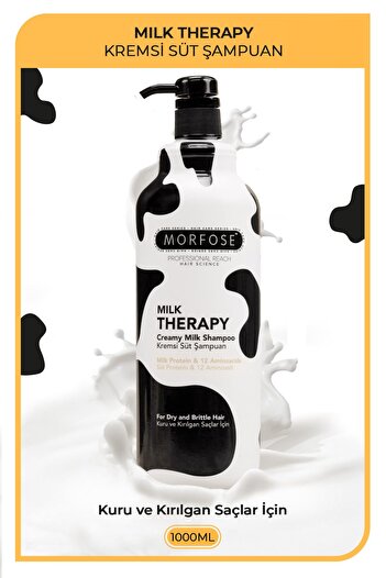 Morfose Milk Therapy Shampoo 1000 ml - Milk Protein, Repairing, Nourishing Effect