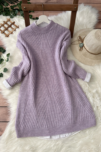 MODAQU Πουλόβερ λιλά Baklava Soft Tunic