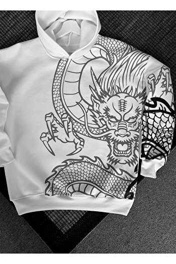 Black Sokak Ανδρικό φούτερ με κουκούλα με στάμπα Dragon