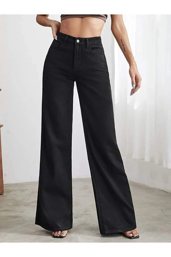 LAMİRA Black High Waist Palazzo Jean