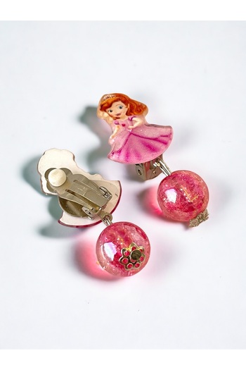 minibuki Pink Princess Figured Children's Earrings