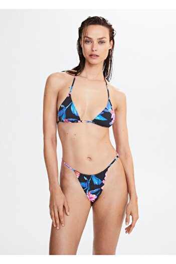 MANGO Woman Brazilian Bikini Bottom with Tropical Pattern