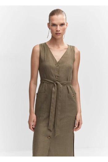 MANGO Woman 100% Linen Shirt Dress