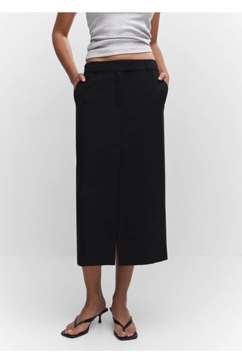 MANGO Woman Slit Lyocell skirt