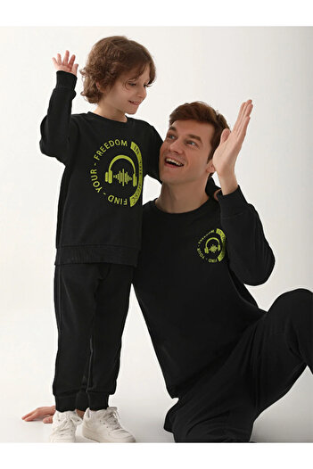 BSM Men's 3 Thread Music Black Men's Tracksuit Set