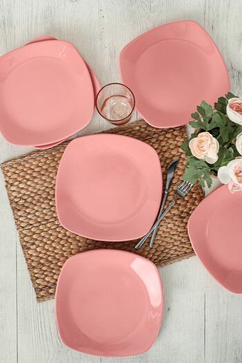 Keramika Pink Corner Serving Plate 27 Cm 6 Pieces 550