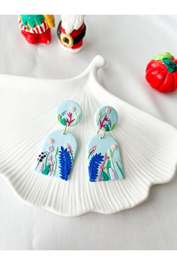 TREND Pacific Blue Minimal Detailed Design Earrings
