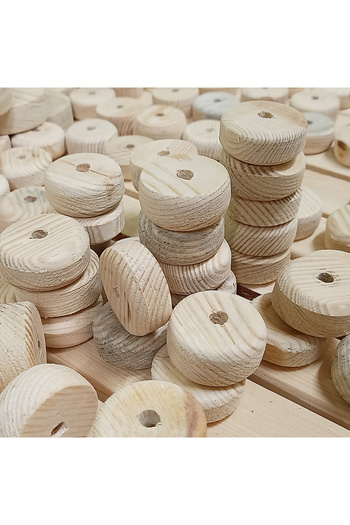 WOODMEN Ahşap Tekerlek Ahşap Çam Tekerlek 17x37 mm 50 Adet Mobilya Aksesuarı Ve Oyuncak Malzemesi