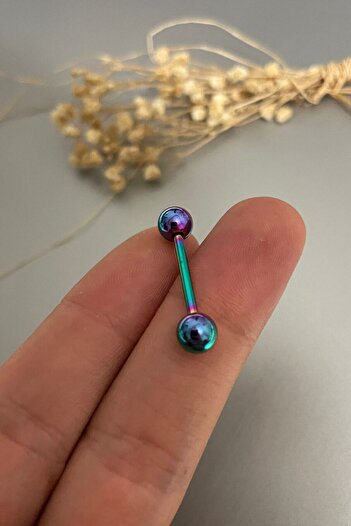 Jaida Moda Unisex Cerrahi Çelik Hologram Dil Piercing