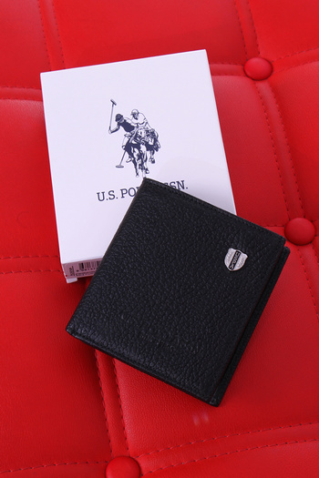 U.S. Polo Assn. BASE. POLO ASSN. 7618-19 GENUINE LEATHER WALLET CARD HOLDER BLACK