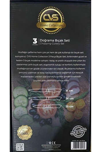 CVS Home Collection 3 Parça Doğrama Bıçak Seti
