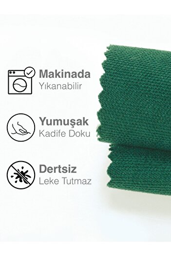 Perle Kadife Dokulu Zümrüt Yeşili Rengi Daily Series Runner 40 X 140