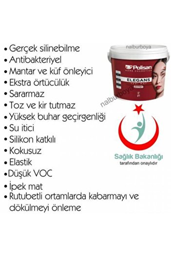 Polisan Elegans Antibakteriyel Küf Önleyici Tam Silinebilir Ic Cephe Boya Sakiz Beyazi