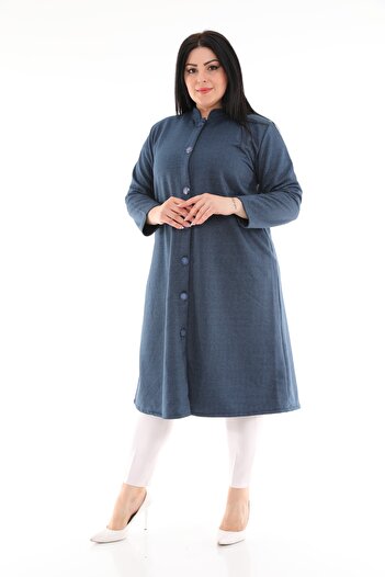 Şahbaz Large Size, Collared, Below the Knee Winter Overcoat