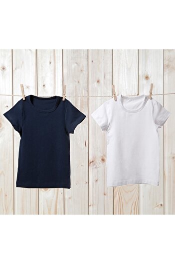Blackspade Boy's Undershirt 2 Pack 9397 - White Navy Blue