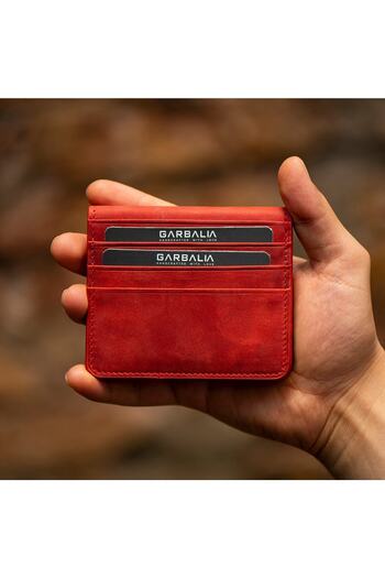 Garbalia Vintage Deri Kartlık & Para Portföy Kırmızı