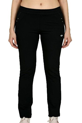 TRENDHİLL Women's Black Two Thread Straight Leg Pocket Classic Sports Plus Size Sweatpants Edy201903b