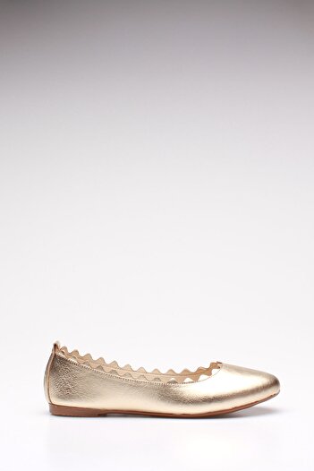 ROVIGO Women's Gold Genuine Leather Ballerinas