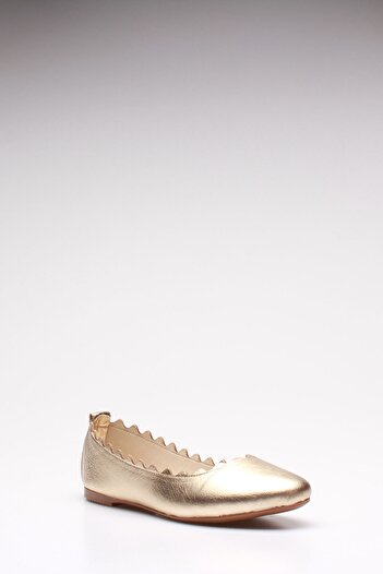 ROVIGO Women's Gold Genuine Leather Ballerinas