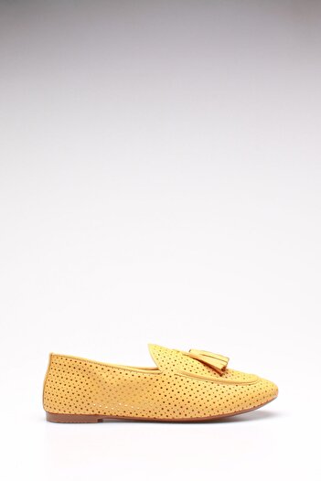 ROVIGO Women's Mustard Studded Genuine Leather Ballerinas