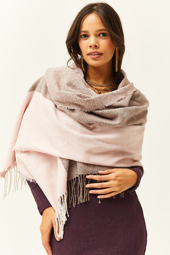 Olalook Women's Pink Tasseled Thick Shoulder Shawl BYN-00000002