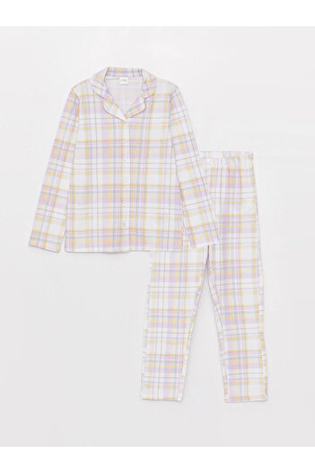 LC Waikiki LCW Kids Gömlek Yaka Ekose Uzun Kollu Kız Çocuk Pijama Takımı