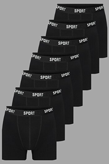 DeeAn SPORT Men's 7 Pack Black Cotton Lycra Boxers