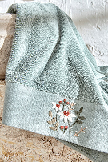 Karaca Home Comfort Touch Вишитий 100% бавовняний рушник Mint 30x50 см