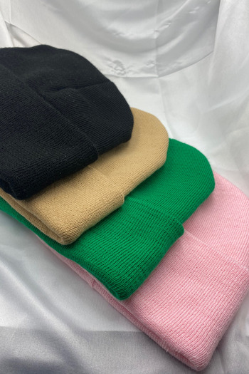 KISCHE Unisex Folded Basic Domestic Production 4-Piece Colorful Beanie