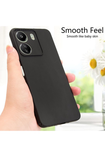 m.tk moveteck Xiaomi Redmi 13C Case Soft Silicone with Camera Protection + 9H Screen Protector Glass Set of 2-Black Armor