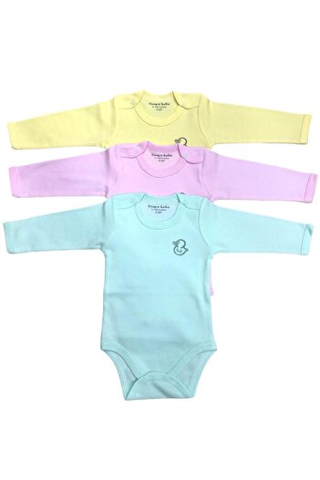 CEMRE BEBE 100% Cotton Long Sleeve 3 Pieces Snap-On Bodysuit Badi