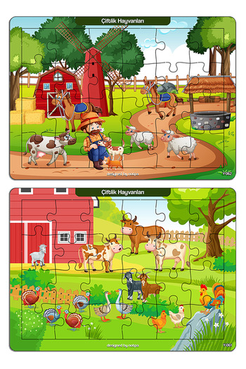 kutuTR Notpa Çocuklar Için Eğitici Ve Öğretici Ahşap 24 Parça Renkli Puzzle Sevimli Hayvanlar 4lü Set 16