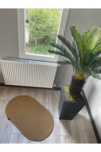 ERSU AHAT HOME DESİGN EA Jute, Patterned Door Front, Mat, Bathroom Mat, Balcony Mat Plain Pattern Straw Looking Mat