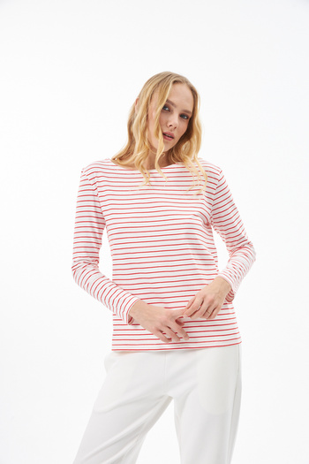 Elegant Design London Striped T-shirt White Red
