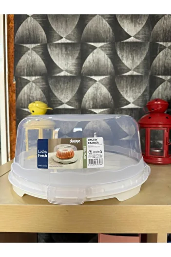 NEKA HOME 34cm Large Size Cake Pastry Pastry Storage Container - Locked Pyrex Carrying Jar