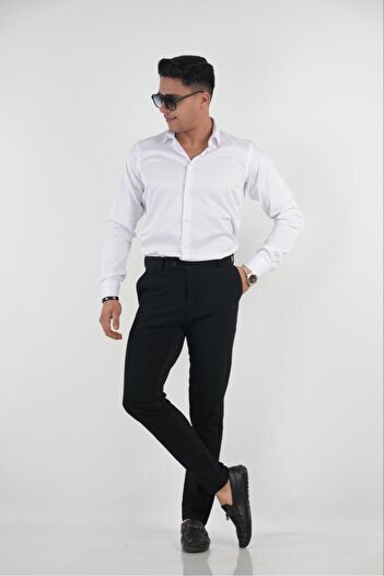 ASWEL 100% COTTON POLYESTER LYCRA SLIM FIT CLASSIC SATIN SHIRT ASWSTGM101