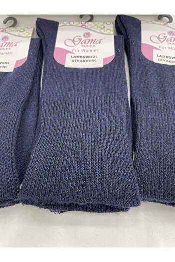 Gama Çorap 3 Pieces of Genuine Lamb Wool Elasticless (Diabetic) Thick Winter Women's Socks