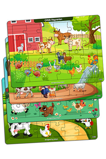 kutuTR Notpa Çocuklar Için Eğitici Ve Öğretici Ahşap 24 Parça Renkli Puzzle Sevimli Hayvanlar 4lü Set 16