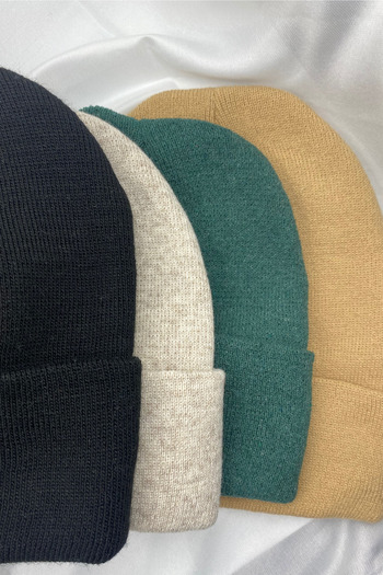 KISCHE Unisex Folded Basic Domestic Production 4-Piece Colorful Beanie