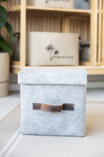 Art Bee Set of 2 Felt In-Cabinet Organizer Jewelry, Makeup, Bathroom, Office Organizer with Lid Storage Box Set