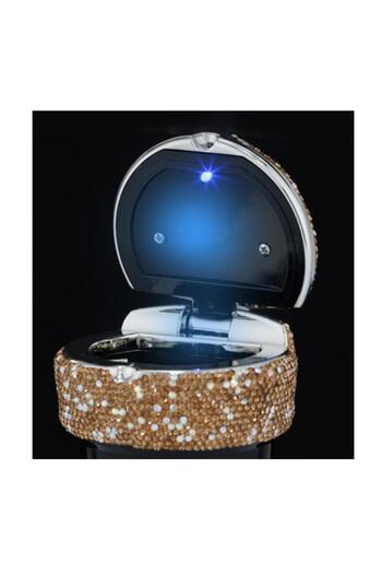 ANGELO Led Lighted Vehicle Car Ashtray Glittered Stone Coated Smoked
