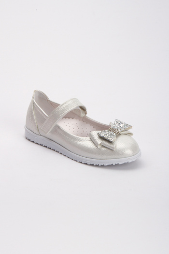Sare Çocuk Giyim Non-Slip Sole White Girl's Bow Ballerina Ballerinas