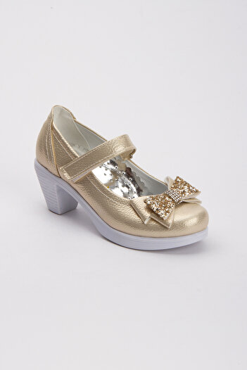 Sare Çocuk Giyim Gold Girl's Orthopedic Heeled Shoes