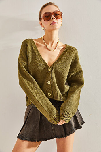 Bianco Lucci Women's Knitwear Cardigan - Buttoned Design