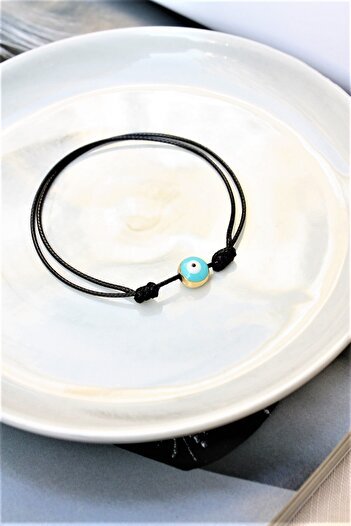 Neva BLACK STRING TURQUOISE MINELI EVIL EYE BRACELET