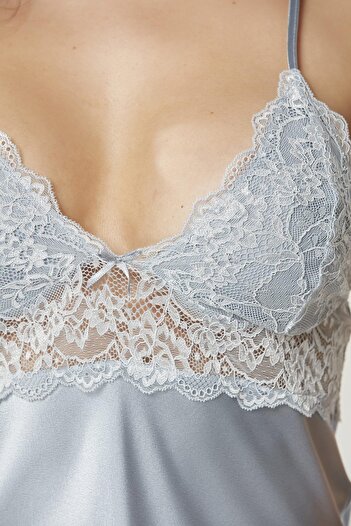 Pierre Cardin Saten Dantelli Kadın Gecelik - 890 Mist