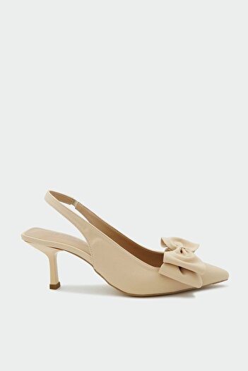 LAMİNTA Maribel Nude Bow Women's Heeled Shoes